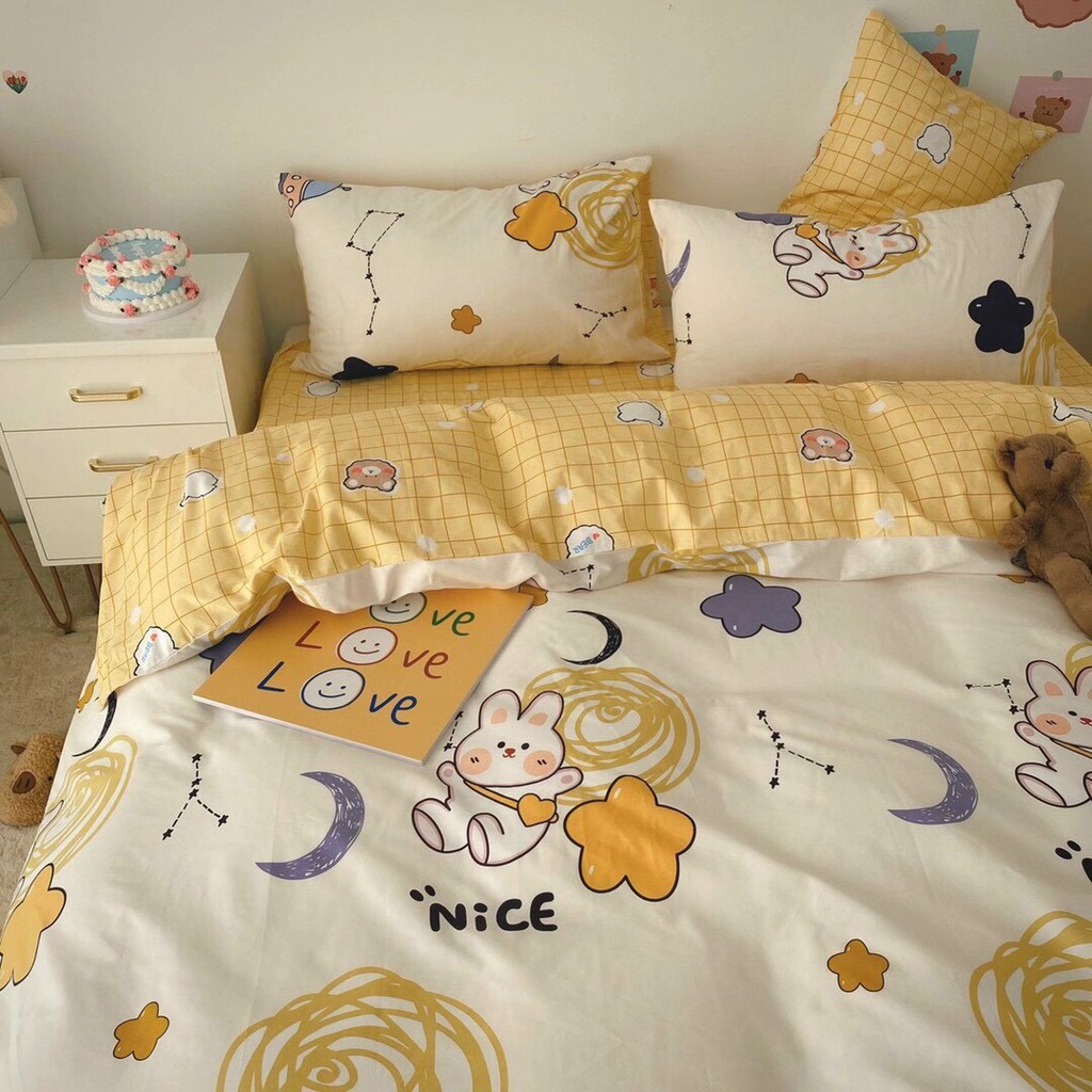 Bộ Chăn Ga Gối ❤️FREESHIP❤️ 100% Cotton Living bộ 4 món - drap giường cao cấp (nhắn shop để free bo chun) | BigBuy360 - bigbuy360.vn