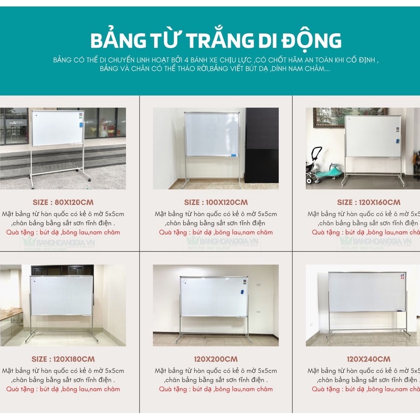 Bảng từ trắng di động - Bảng có chân viết bút lông