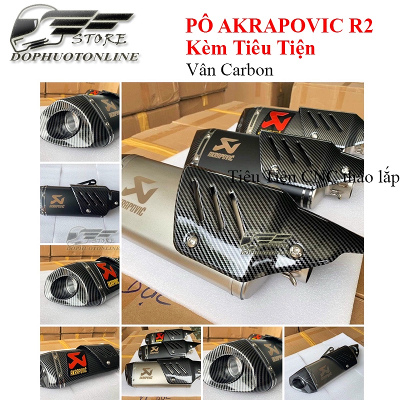 MẪU MỚI Pô Akrapovic R2 Mới 2022 Kèm Tiêu Tiện CNC
