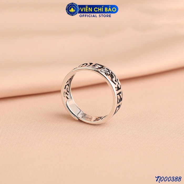 Nhẫn bạc nữ Lục tự thần chú Om mani padme hum bạc Thái 925 thời trang phụ kiện trang sức nữ Viễn Chí Bảo N000388