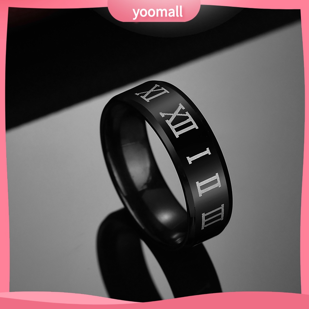 Nhẫn Thép Không Gỉ In Số La Mã Sang Trọng Cho Nam