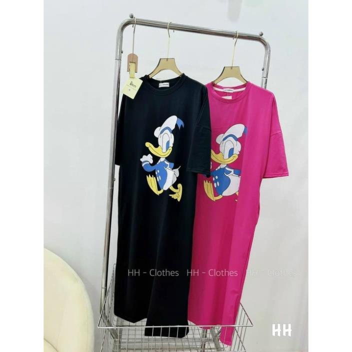 Đầm suông họa tiết Vịt Donarnd váy bầu cotton