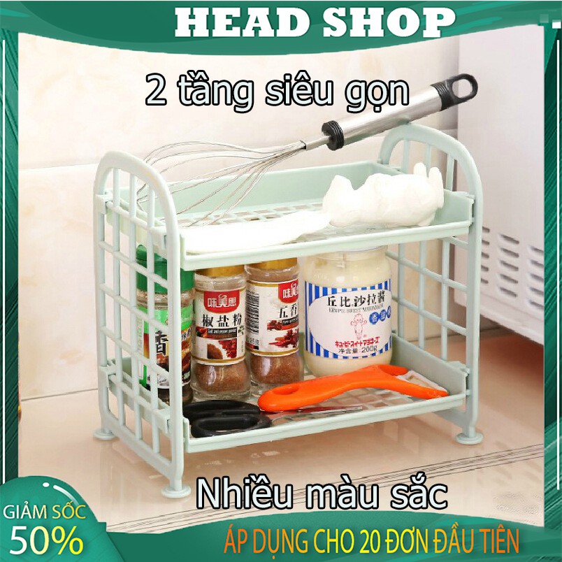 Kệ nhựa để đồ E050 mini 2 tầng để đồ dùng học tập trang trí bàn học phong cách Hàn Quốc HEADSHOP