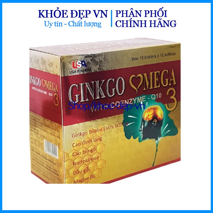 [hộp 100 viên] VIên uống bổ não Ginko Omega Q10 - Bổ não, dưỡng não