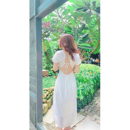 Đầm hở lưng hot trend màu trắng