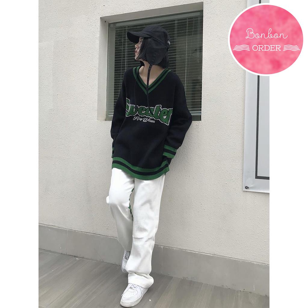 QUẦN JEAN ULZZANG ỐNG RỘNG PHỐI CHỮ HIPHOP -