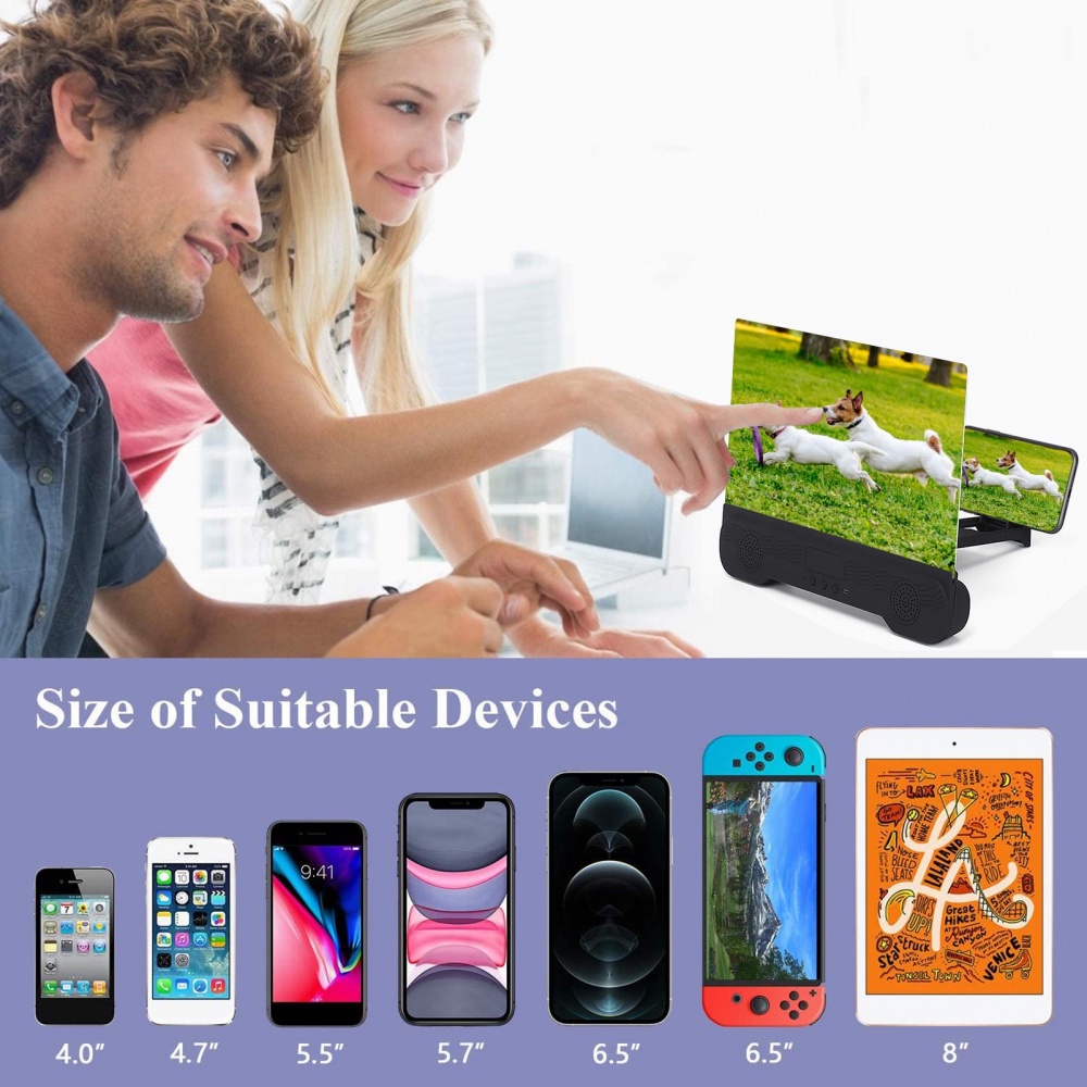 Kính Phóng Đại Màn Hình Điện Thoại 14 Inch 3d Hd Bluetooth Có Giá Đỡ