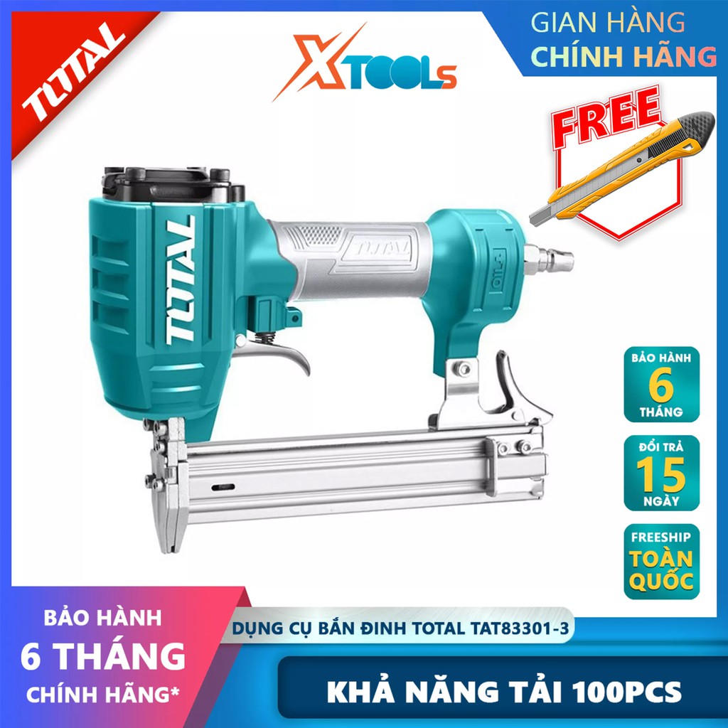 Súng bắn đinh dùng hơi TOTAL TAT83301-3 dụng cụ bắn đinh 10-30mm, Ga18,1.25x1.00mm, 0,4-0,7Mpa (60-100Psi) [XTOOLs]