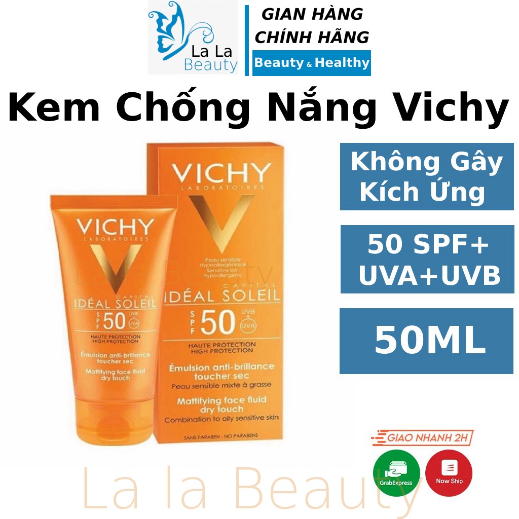 Kem chống nắng Vichy SPF50 cho da dầu mụn nhạy cảm hỗn hợp thiên dầu không đổ dầu vật lý, hóa học La La Cosmetic - KCN