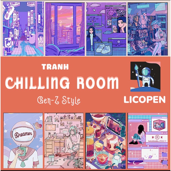 Tranh Tô Màu Theo Số Licopen - Tổng hợp các mẫu tranh Chilling Room - Gen-Z Style