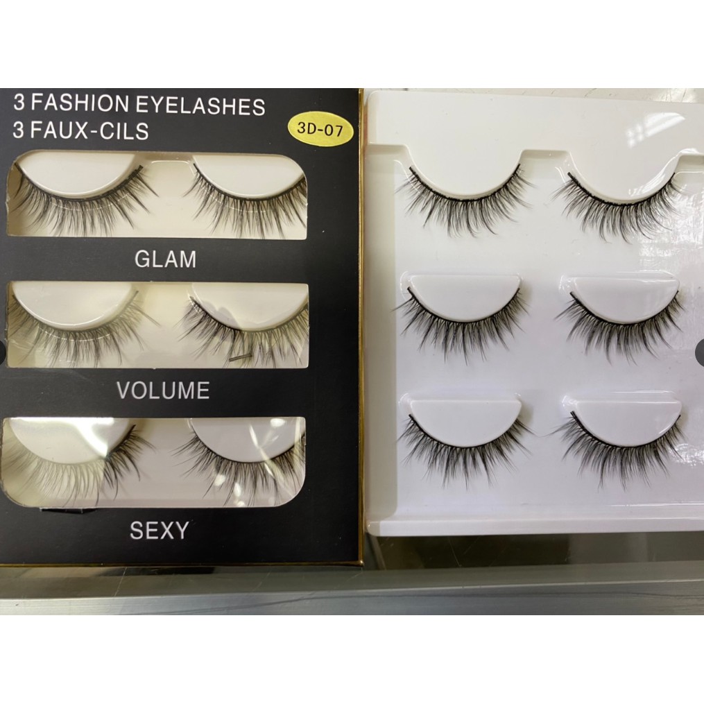 Mi Chồn , Lông Mi Giả Chồn 3D 3PCS 3 Fashion Eyelashes 3 Faux-Cils - bộ 3 cặp