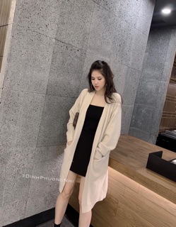 Áo khoác len bông thỏ dáng dài
