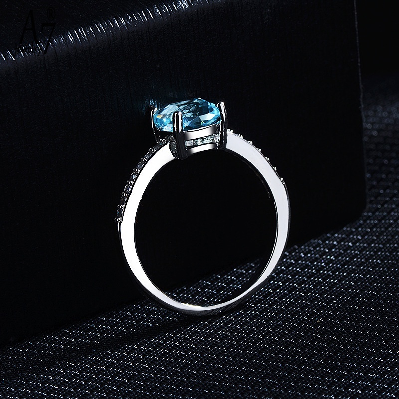 Nhẫn mạ bạc 925 đính đá Topaz sang trọng