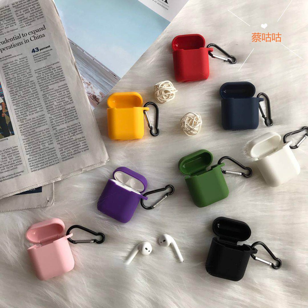 Vỏ Bảo Vệ Hộp Đựng Tai Nghe Airpods Bằng Silicon 14 Màu Trơn Đơn Giản