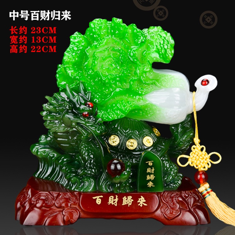 Tượng Long Quy Kéo Bắp Cải Phong Thủy,  Rùa Đầu Rồng, Quà Tặng Tân Gia Khai Trương Sinh Nhật Trang Trí Nhà Cửa