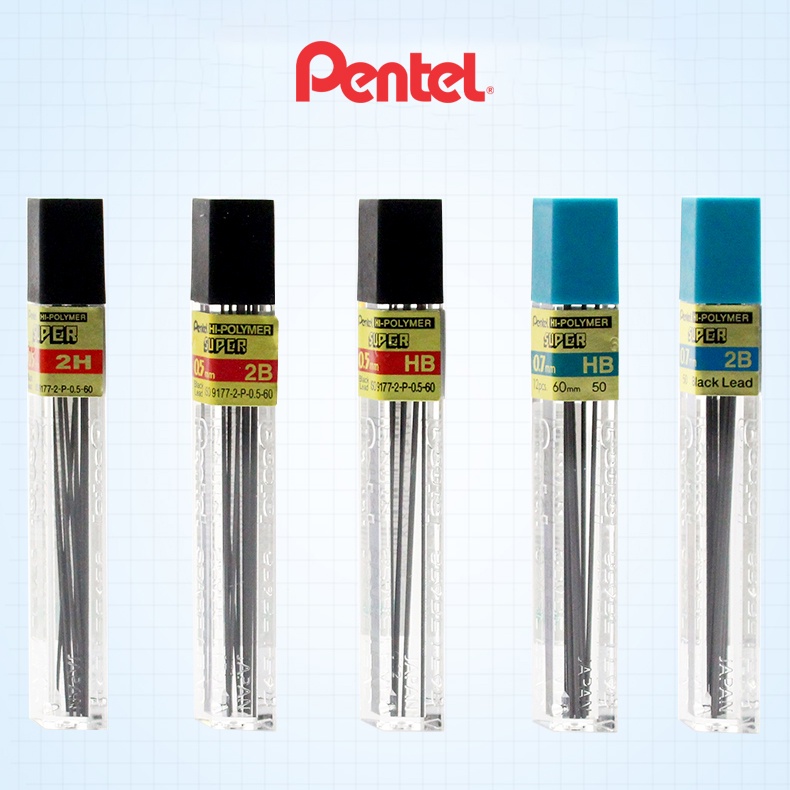 Ruột Chì Kim Pentel Hi-Polymer Super C505 2B Ngòi 0.5mm | Siêu ứng (12 Ruột/Tuýp)