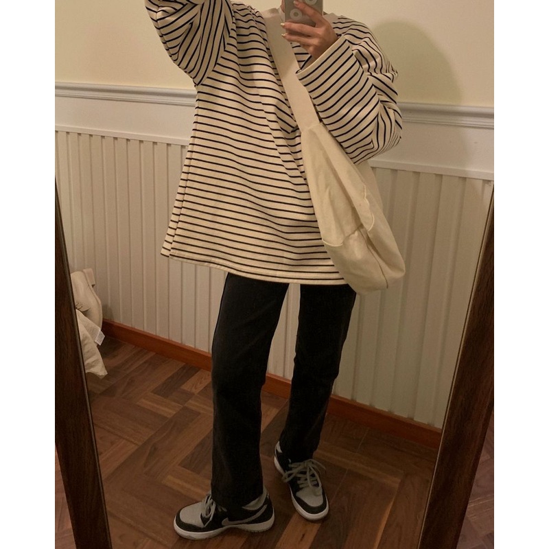 Quần jeans ống rộng lưng cao mỏng màu xanh dương cổ điển Mỹ thích hợp cho nữ