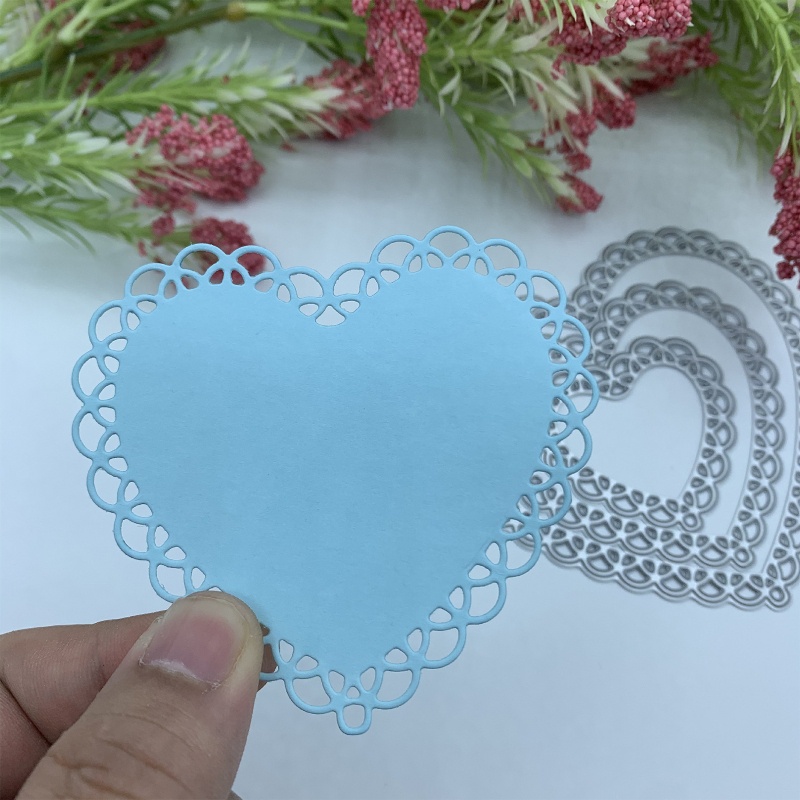 Khuôn Cắt Giấy Làm Từ Kim Loại Hình Trái Tim Trang Trí Scrapbook