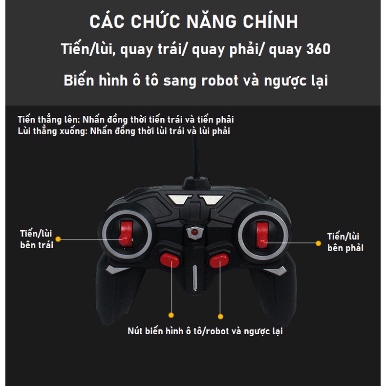 Ô tô biến hình thành Rôboot phiên bản có 3 viên pin sạc vsf sạc đi kèm