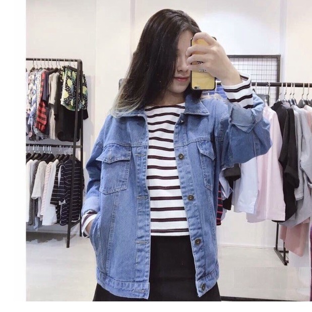 áo khoác jean nam - nữ xanh nhạt fome rộng từ s - xxl ms 001