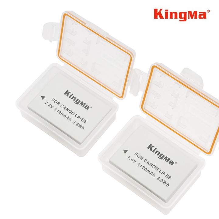 Bộ 2 viên pin KingMa LP-E8 (tặng 2 case pin) dùng cho Canon 550D 600D 650D 700D dung lượng 1120mAh