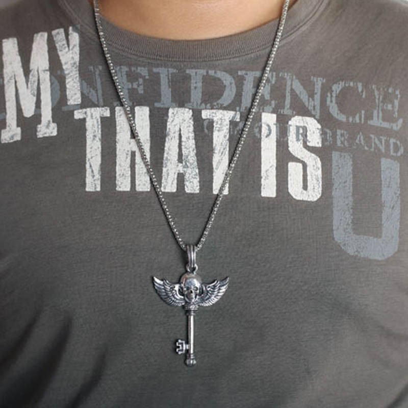 Dây Chuyền Mặt Chìa Khóa Đầu Lâu Unisex Phong Cách Punk