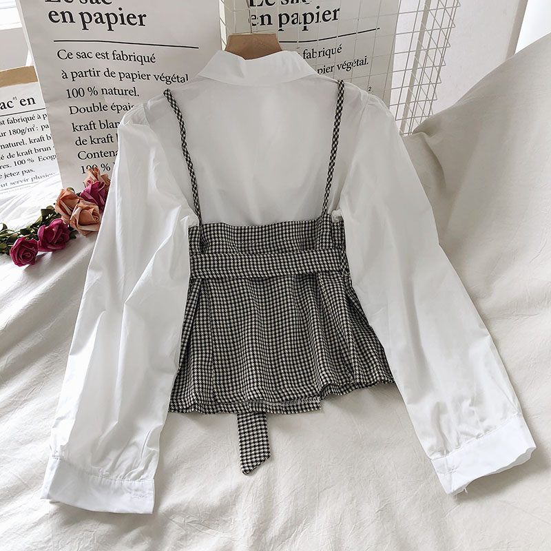 IELGY Áo Sơ Mi Giả Hai Mảnh Màu Sắc Tương Phản Thời Trang Mùa Thu Cho Nữ