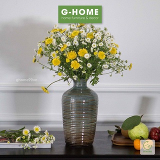 Bình hoa gốm Kim Thạch tráng men cao cấp họa tiết độc đáo decor trang trí nhà cửa Ghome