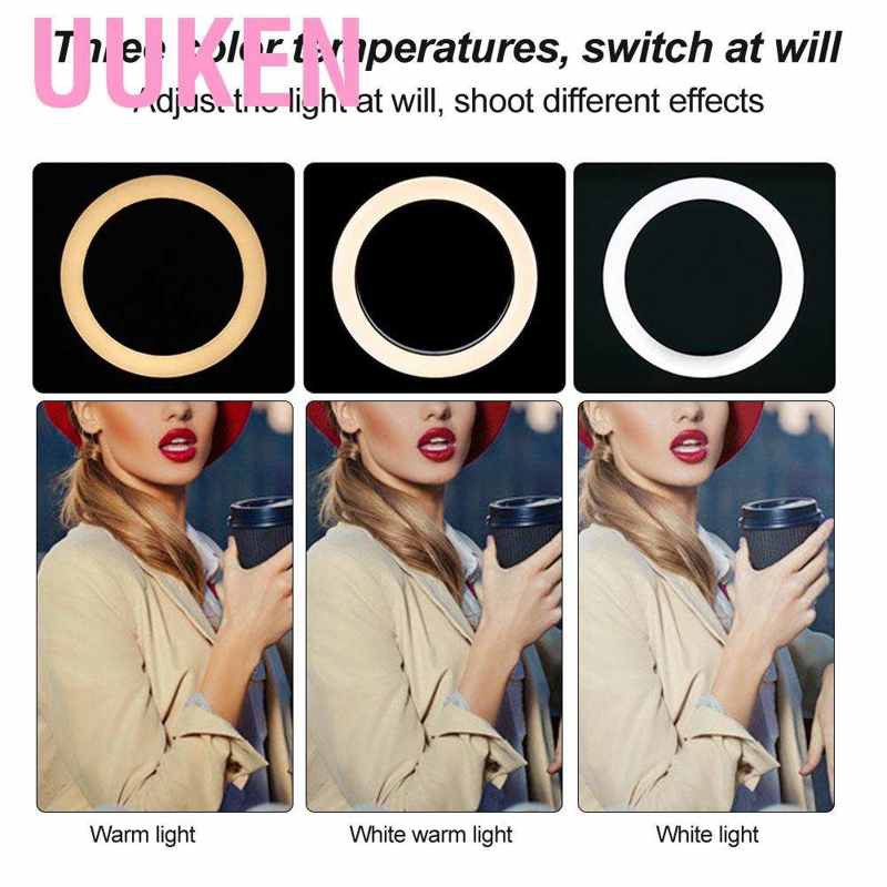 Uuken 3.6 \"Led Ring Light  10 Level Tri Color Beauty Selfie with Lamp Holder Video Camera Makeup Studio Photography Tattoo Fill