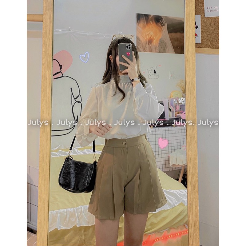Quần short ống rộng xếp ly(ảnh thật shop chụp kèm video)