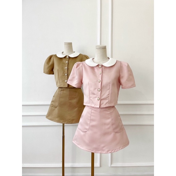 PITER SET - set áo peplum và chân váy chữ A