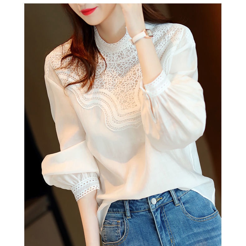 Áo Sơ Mi Trắng Tay Dài Cổ Đứng Phong Cách Pháp Thanh Lịch Thời Trang Xuân Thu 2022 Cho Nữ