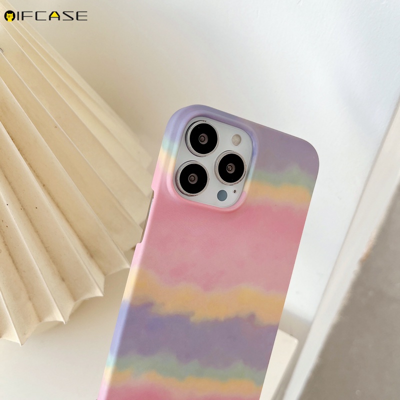 Ốp Điện Thoại Cứng Màu Gradient Họa Tiết Cầu Vồng Cho iPhone 13 12 12 11 Pro Max XS Max XR X 7 8 Plus