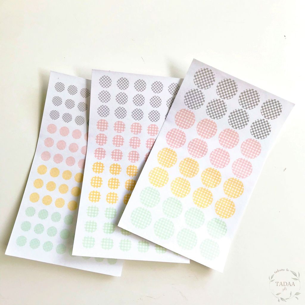 Sticker tròn, nhãn dán dot, round hoạt tiết báo cũ, bầu trời, caro, trang trí bullet journal, sổ tay, nhật ký, planner