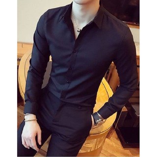 Áo sơ mi nam đen trơn sang trọng cao cấp