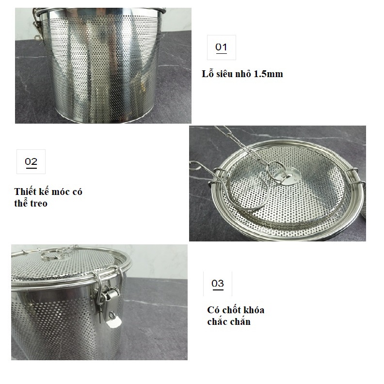 Bộ lọc gia vị inox 304 cao cấp, dùng trong nồi lẩu, lọc trà, hầm xương - HVL TEA