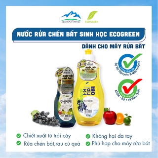 Nước Rửa  Sinh Hoc Eco Green hương cam, táo, nho 500ml - nước rửa chén bát dùng thay muối rửa bát cho máy rửa bát
