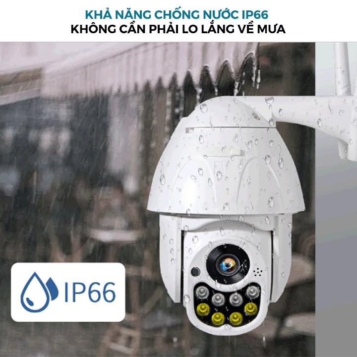 Camera IP ngoài trời X6000 X6100 Xoay 360 độ FullHD 1080P chống nước chống bụi dùng ứng dụng Yoosee (Ban đêm có màu)