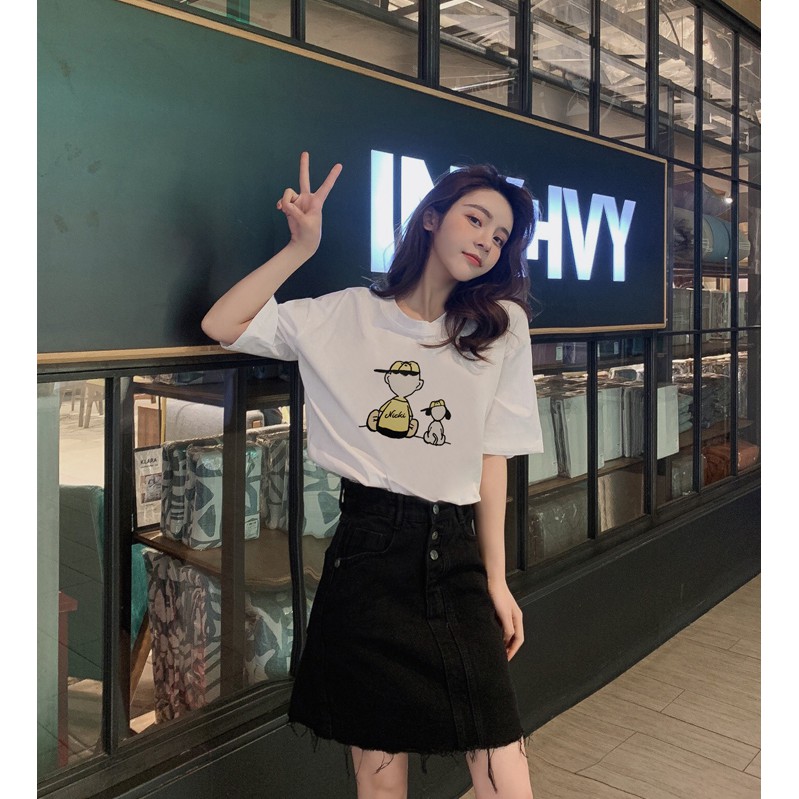 [Mã WARN10 giảm 10k đơn 99k] Áo thun tay lỡ form rộng unisex 100% COTTON - Áo phông nữ NICK SABI SHOP