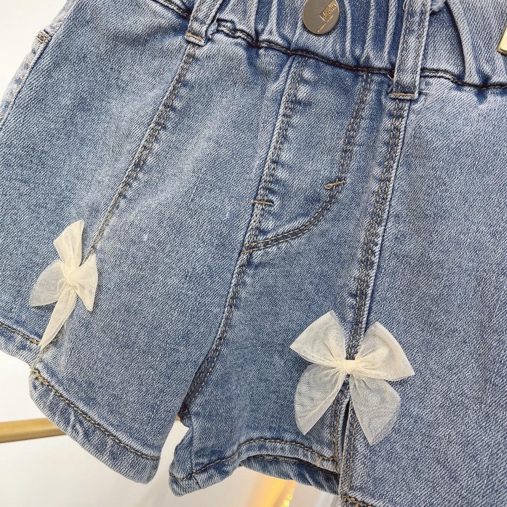 [Babycat] Hàng Có Sẵn Quần Short Jean Cotton Tinh Khiết Co Giãn Dễ Phối Đồ Thời Trang Mùa Hè Phong Cách Nhật Bản Hàn Quốc Cho Bé Gái