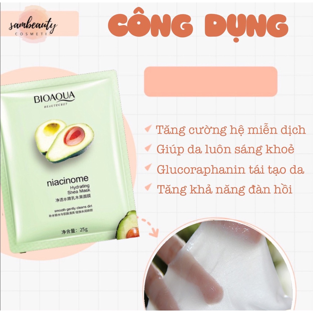 MẶT NẠ QUẢ BƠ CẤP ẨM LÀM DỊU LÀM MÁT PHỤC HỒI DA SAU TỔN THƯƠNG GIÚP MỜ THÂM THU NHỎ LỖ CHÂN LÔNG SamBeauty