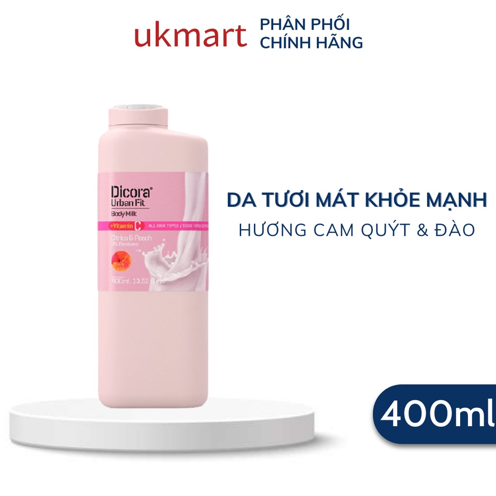 Sữa Dưỡng Thể Vitamin C Dicora Urban Fit Hương Cam Quýt Và Đào 400ml