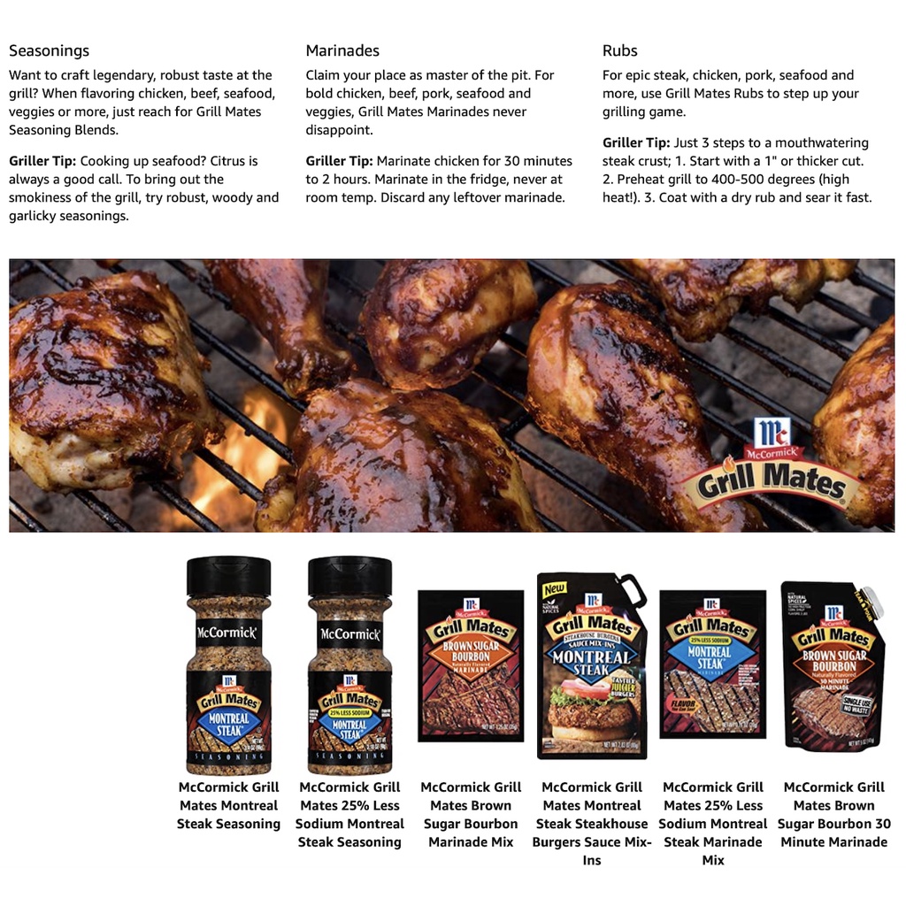GIA VỊ ĂN KIÊNG VỊ GÀ NƯỚNG McCormick Grill Mates Montreal Chicken Seasoning, 226g (8 oz)