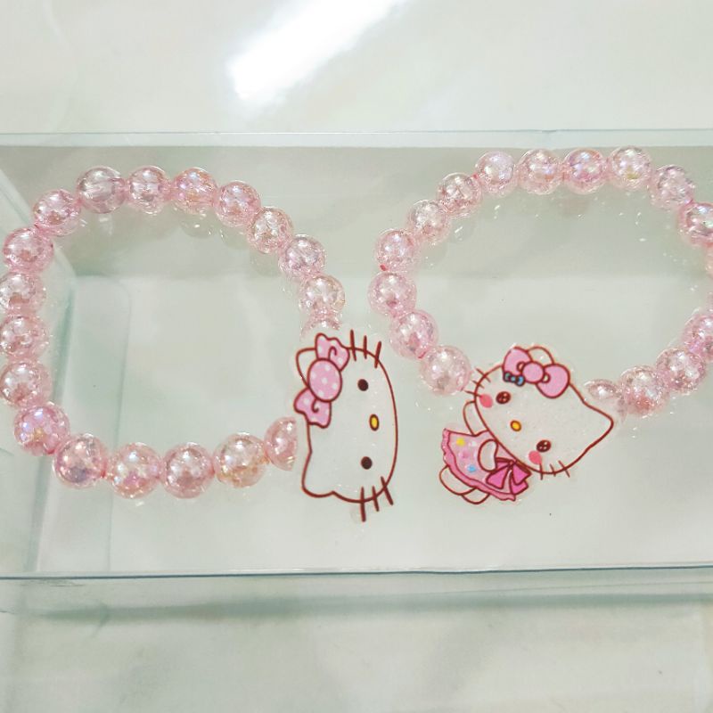 Vòng tay bé gái hình mèo Kitty hạt bóng siêu đẹp co giãn
