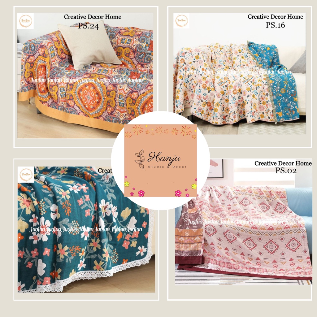 Thảm thổ cẩm decor vintage, Thảm trải sofa, Trải Sàn, Chăn _ chất liệu Vải Xô cotton sợi tre organic 100%