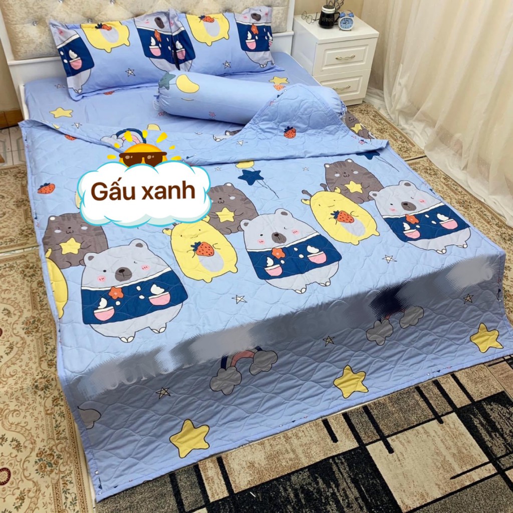 [CÓ SẴN - SIÊU HOT] Bộ chăn ga cao cấp - Set chăn ga 5 món, chất liệu cotton poly, thấm hút tốt, không bai nhão, xù lông