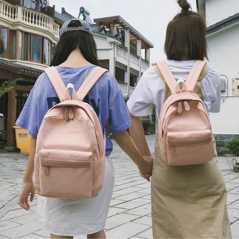 Balo ulzzang cặp sách đi học ba lô túi xách thời trang nữ đẹp vải đen hồng vàng kiểu dáng hàn quốc