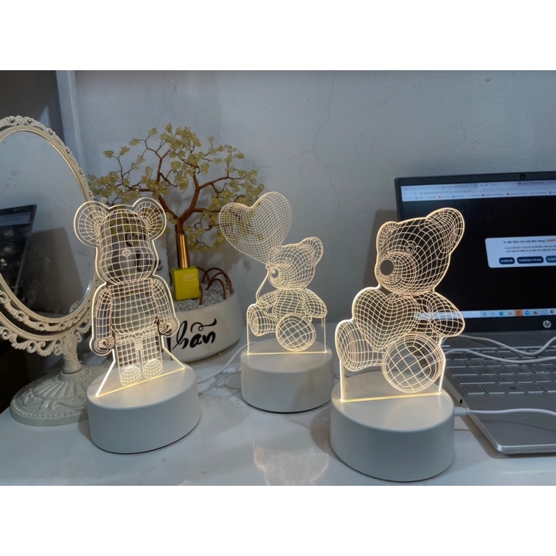 Đèn led 3D hình gấu chụp ảnh trang trí nail