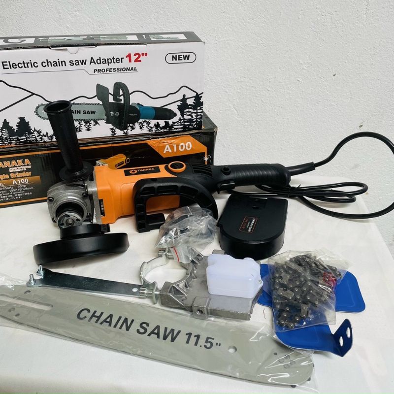 máy mài ,máy cắt cầm tay TANAKA+bộ chuyển đổi máy mài thành máy cưa xích