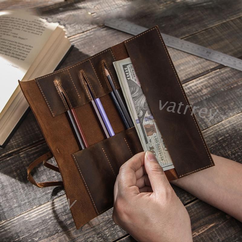 Túi Da Cuộn Đựng Bút Chì Phong Cách Retro
